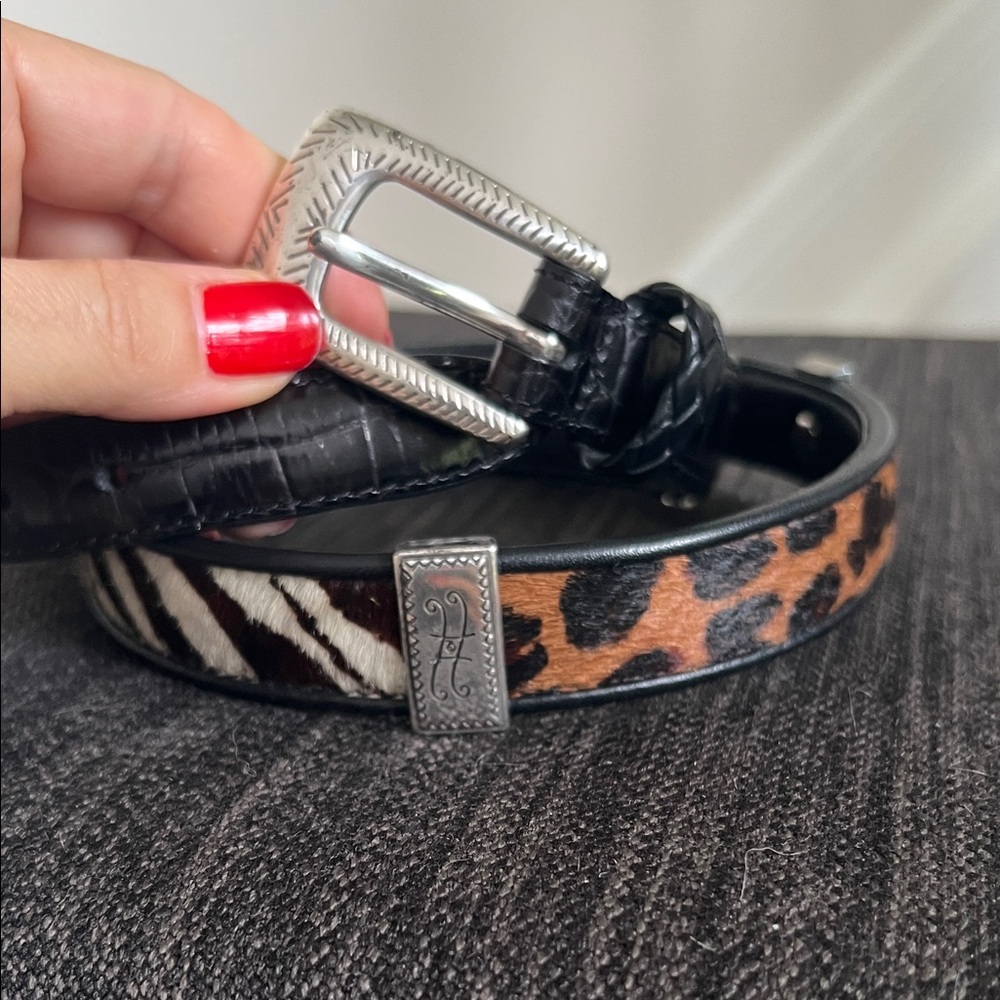 Brighton Black and Animal Print Belt